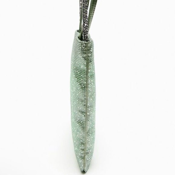 ZARA rhinestone mini tote bag green (pre owned) - Picture 6 of 13